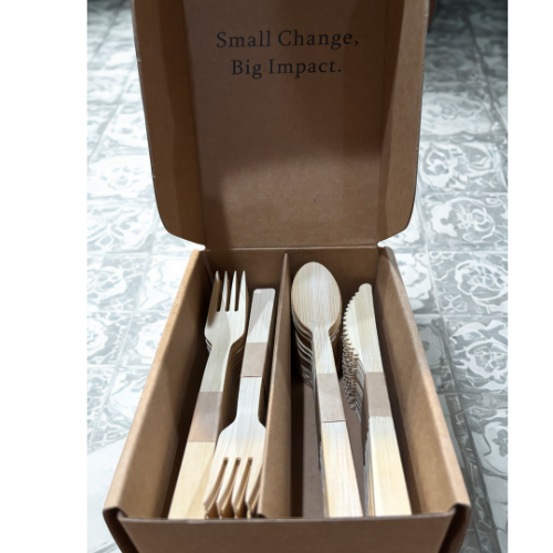 Nature’s Full Feast – 100-Piece Bamboo Cutlery Set (50 Forks, 25 Spoons, 25 Knives)