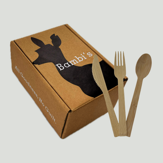 Nature’s Full Feast – 100-Piece Bamboo Cutlery Set (50 Forks, 25 Spoons, 25 Knives)