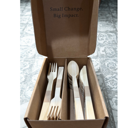 Nature’s Full Feast – 100-Piece Bamboo Cutlery Set (50 Forks, 25 Spoons, 25 Knives)