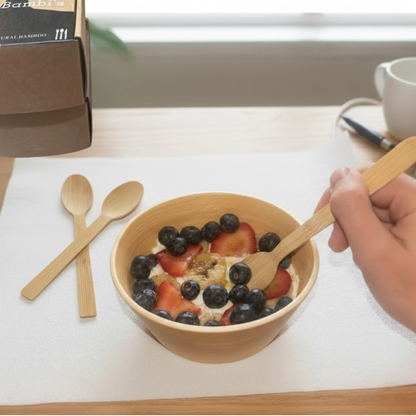 100-Piece Disposable Bamboo Cutlery Set - Eco-Friendly & Compostable