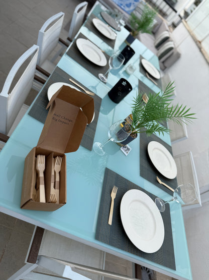 100-Piece Disposable Bamboo Cutlery Set - Eco-Friendly & Compostable