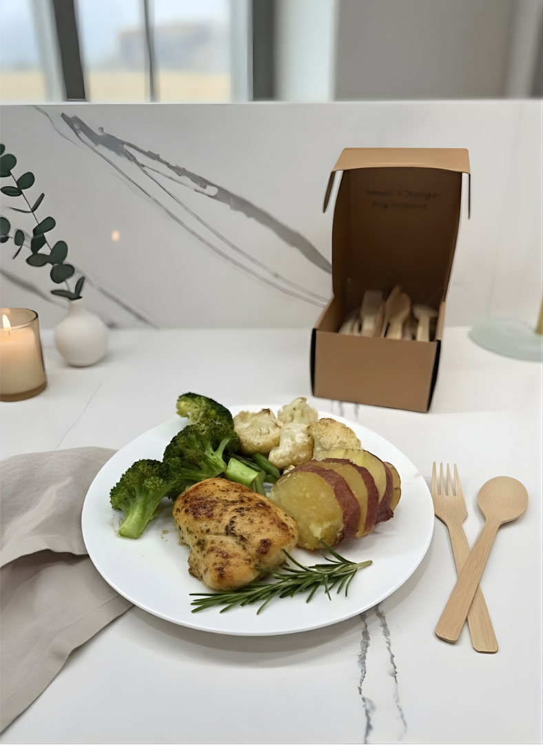 100-Piece Disposable Bamboo Cutlery Set - Eco-Friendly & Compostable