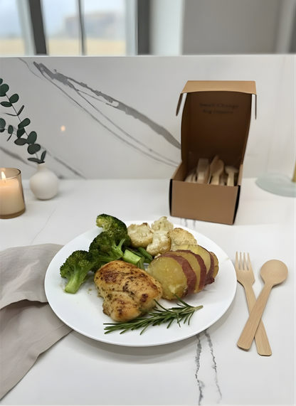 100-Piece Disposable Bamboo Cutlery Set - Eco-Friendly & Compostable