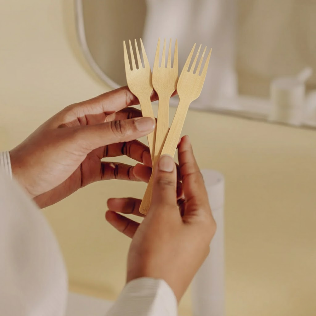 100-Piece Natural Eco-Friendly Bamboo Forks