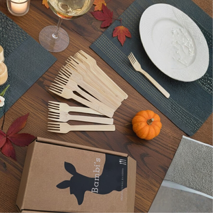 Nature’s Full Feast – 100-Piece Bamboo Cutlery Set (50 Forks, 25 Spoons, 25 Knives)