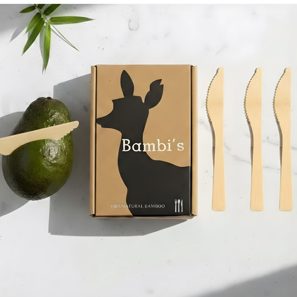 The Bambi's box and bamboo knives styled with an avocado